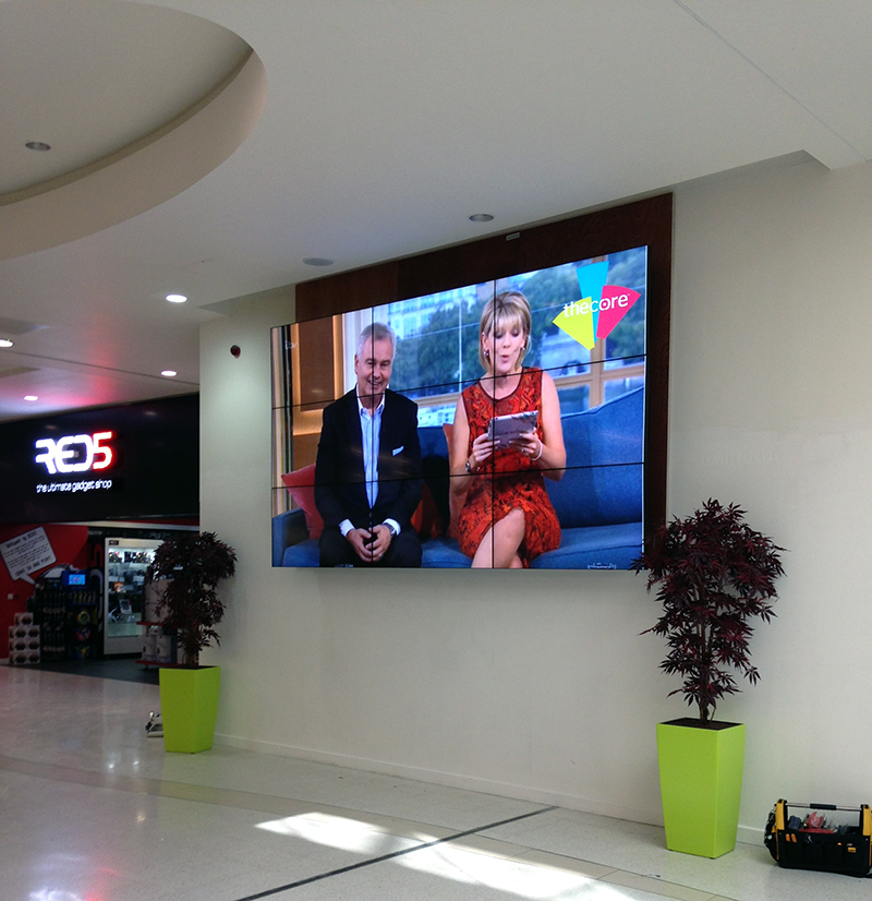 Shopping centre with a 9 screen video wall